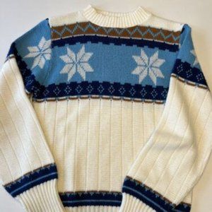 Vintage Puritan Ski Lift Sweater Snowflakes Men’s Small 80’s Skiing